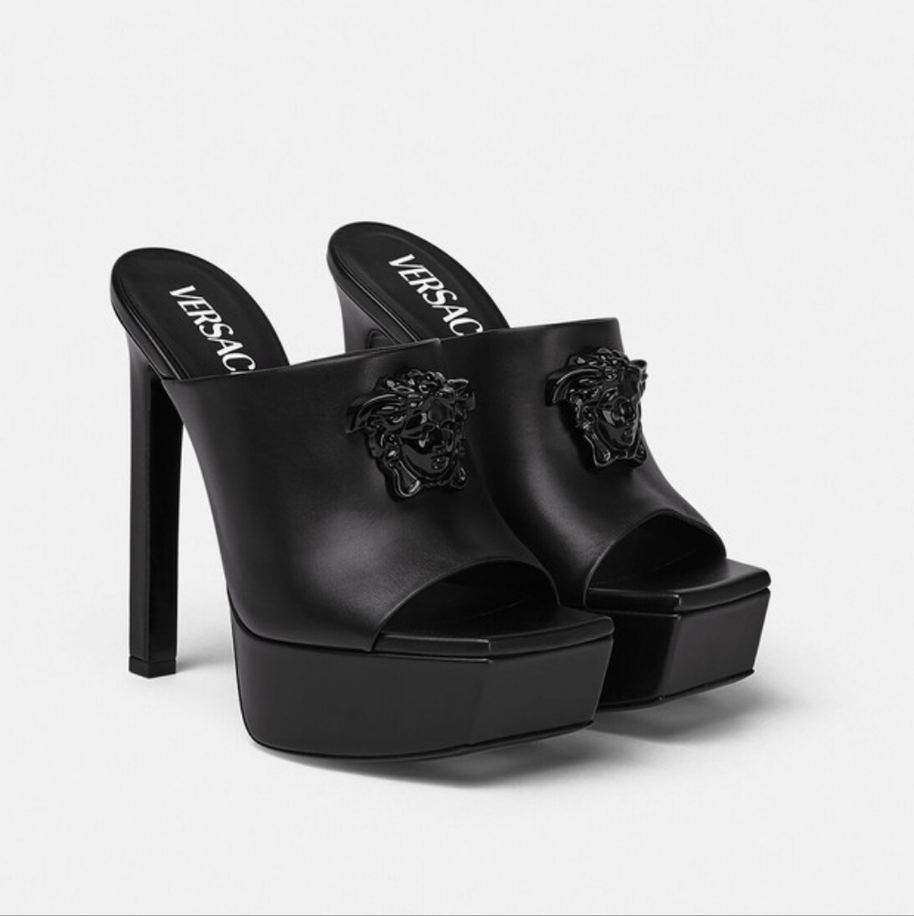 VERSACE Women's La Medusa Platform Mule Sandals Black EU 39 US 9 Org $1,195